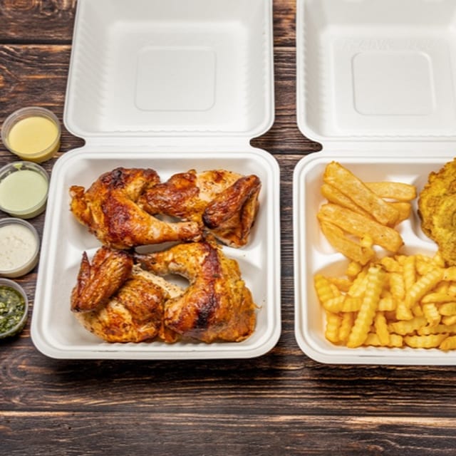 Whole Chicken, Two Sides, & Sauces.